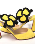 Yellow Black Peep Toe Flower Sandal