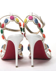 White Multicolor Spot Design High Heels Shoes Sandal