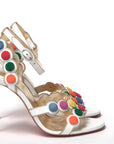 White Multicolor Spot Design High Heels Shoes Sandal