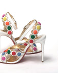 White Multicolor Spot Design High Heels Shoes Sandal