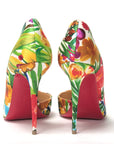 Multicolor Flower Printed High Heels Pumps Shoes