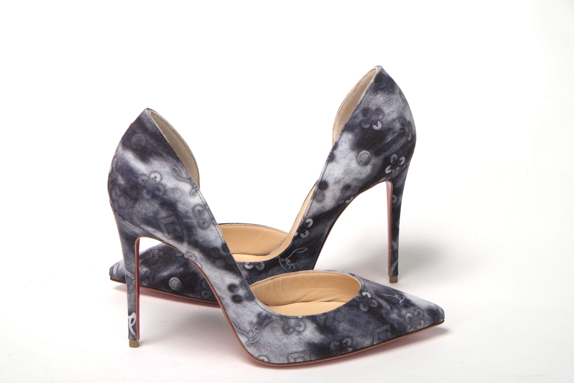 Multicolor Denim Print High Heels Pumps