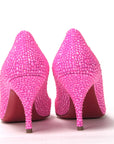 Hot Pink Embellished High Heels Pumps