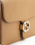 Elegant Beige Calf Leather Shoulder Bag