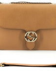 Elegant Beige Calf Leather Shoulder Bag