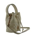 Elegant Small White Leather Bucket Shoulder Bag