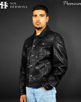 Trucker Leather Jacket For Men - Faraz