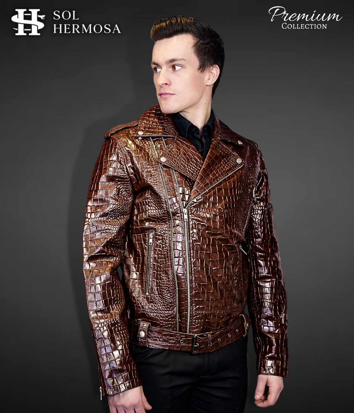Men&#39;s Real Leather Jacket - Hermes