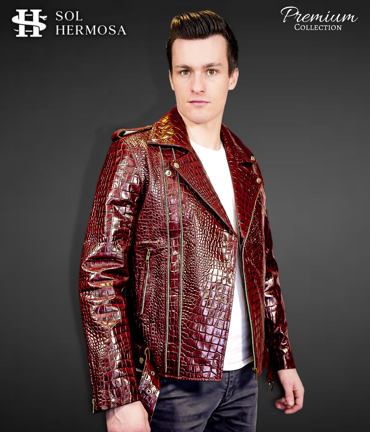 Snake Leather Jacket For Men Luxury Crocodile Snake Embossed Leatherwear Sol Hermosa Inc