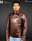 Men's Leather Biker Jacket - Hermes