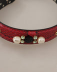 Elegant Red Python Leather Shoulder Strap