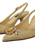 Gleaming Gold Crystal Slingback Heels