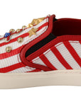 Stripe Print Studded Loafers