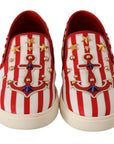 Stripe Print Studded Loafers