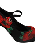 Floral Mary Janes Pumps with Crystal Detail