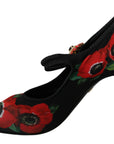 Floral Mary Janes Pumps with Crystal Detail