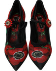 Floral Mary Janes Pumps with Crystal Detail