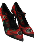 Floral Mary Janes Pumps with Crystal Detail