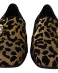 Elegant Leopard Crystal Gem Loafers