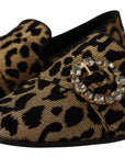 Elegant Leopard Crystal Gem Loafers