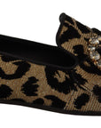 Elegant Leopard Crystal Gem Loafers