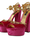 Ethereal Pink Velvet Crystal Sandals