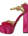 Ethereal Pink Velvet Crystal Sandals