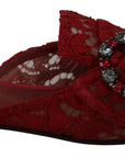 Radiant Red Slide Flats with Crystal Embellishments