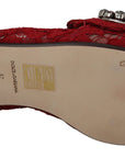 Radiant Red Slide Flats with Crystal Embellishments