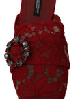 Radiant Red Slide Flats with Crystal Embellishments