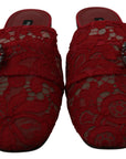 Radiant Red Slide Flats with Crystal Embellishments