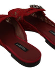 Radiant Red Slide Flats with Crystal Embellishments