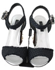 Elegant Black Ankle Strap Sandals with LED Lights