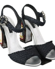 Elegant Black Ankle Strap Sandals with LED Lights