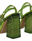 Enchanting Green Crystal Embellished Sandals