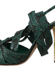 Elegant Green Python Strappy Heels