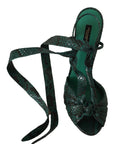 Elegant Green Python Strappy Heels