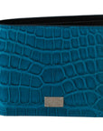 Blue Alligator Pattern Leather Bifold Wallet