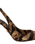 Tiger Pattern Slingback Heels Pumps