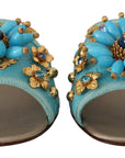 Exquisite Crystal-Embellished Exotic Leather Sandals