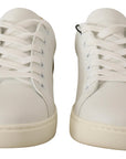 Elegant White Leather Sneakers with Gold Accents