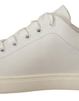 Elegant White Leather Sneakers with Gold Accents