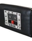 Elegant Black Leather Zip Continental Wallet