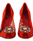 Red Crystal Taormina Lace Heels Pumps
