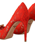 Red Crystal Taormina Lace Heels Pumps