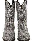 Crystal-Embellished Black Suede Boots