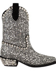 Crystal-Embellished Black Suede Boots