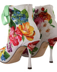 Floral Open Toe Jersey Heels