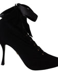 Elegant Black Ankle Heel Boots with Leather Sole