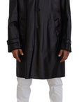 Elegant Hooded Parka Coat in Black and Bordeaux